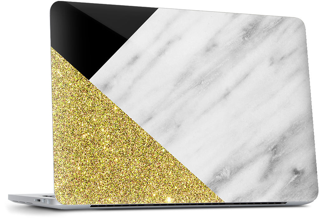 Gold and Real Italian Marble Collage MacBook Skin