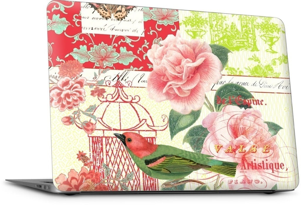 Gillian Fullard : Floral Bird Engraving 1857 MacBook Skin