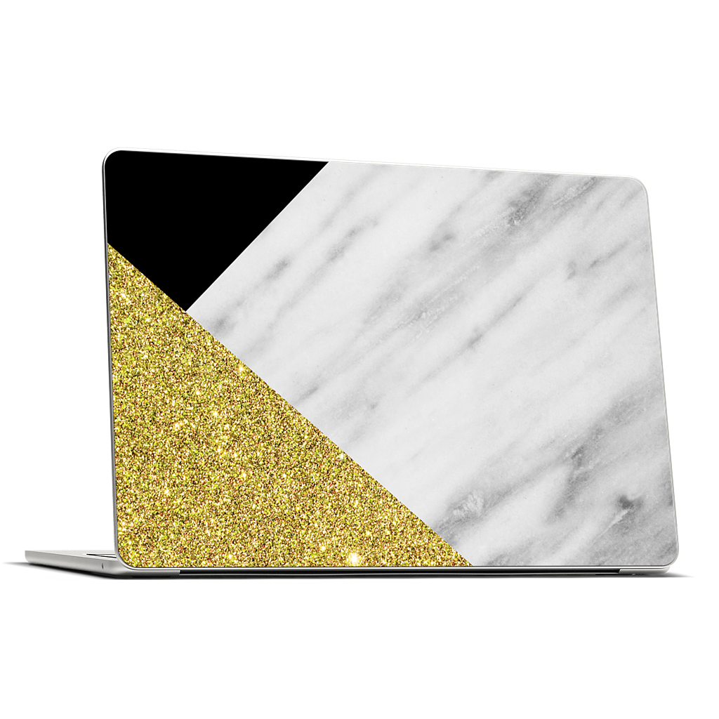 Gold and Real Italian Marble Collage MacBook Skin