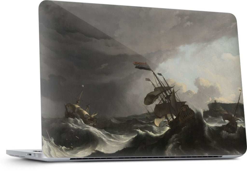 Warships During a Storm MacBook Skin