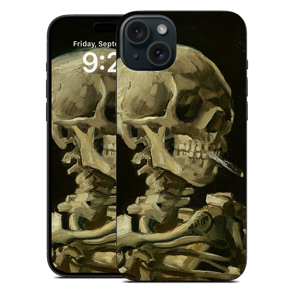 Skull of a Skeleton with Burning Cigarette iPhone Skin