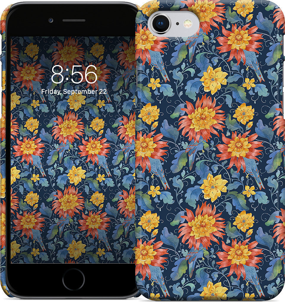 Blue Bird Pattern iPhone Case