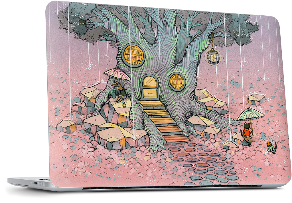 Rainy Day In The Library MacBook Skin
