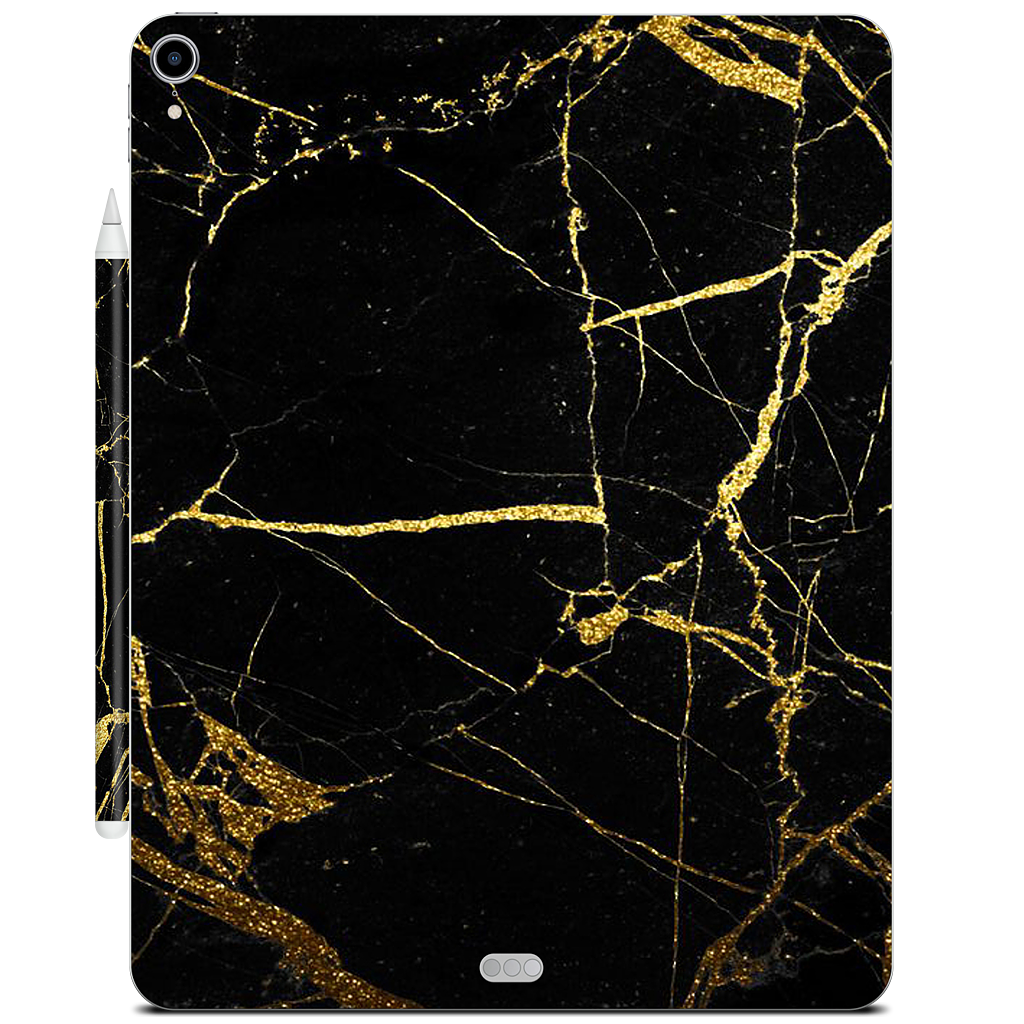 Black and Gold Marble iPad Skin