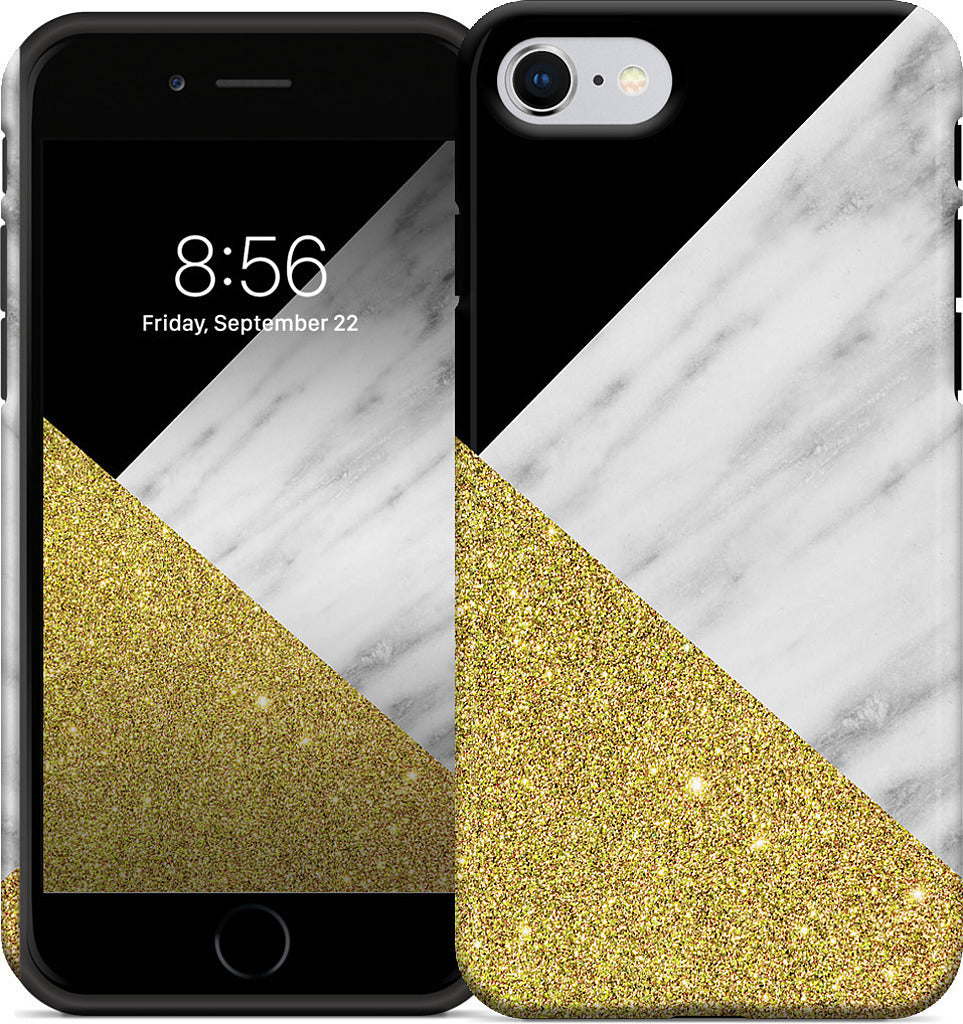 Gold and Real Italian Marble Collage iPhone Case