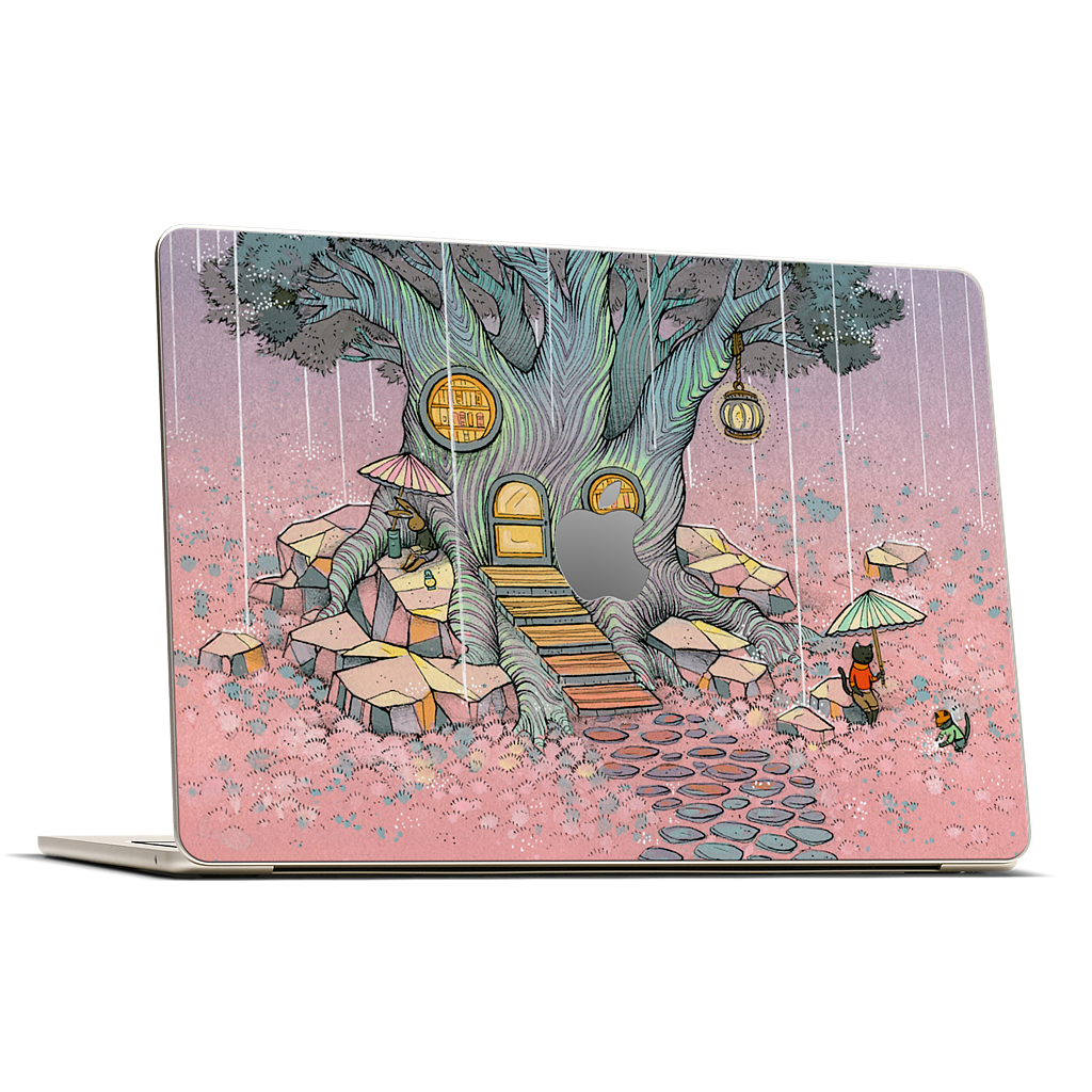 Rainy Day In The Library MacBook Skin