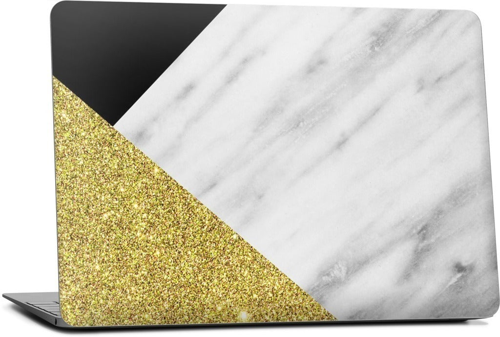 Gold and Real Italian Marble Collage MacBook Skin