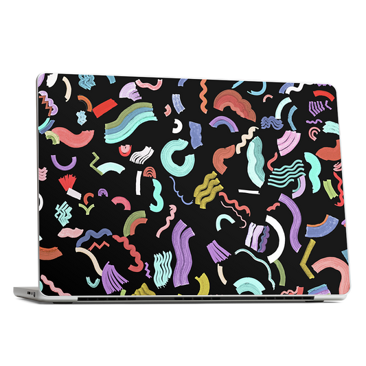 Curly Zigzag Stripes Marker Black MacBook Skin