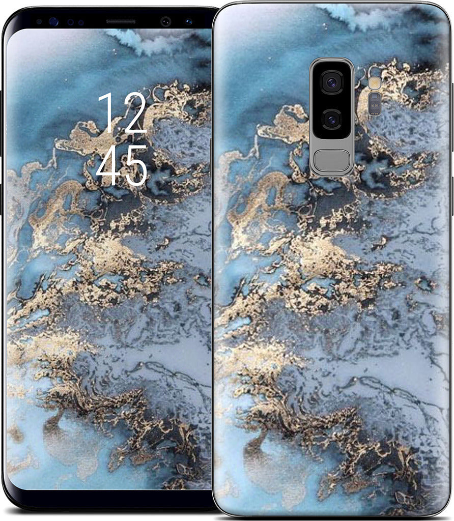 Blue and Gold Marble Samsung Skin