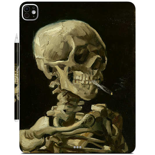 Skull of a Skeleton with Burning Cigarette iPad Skin