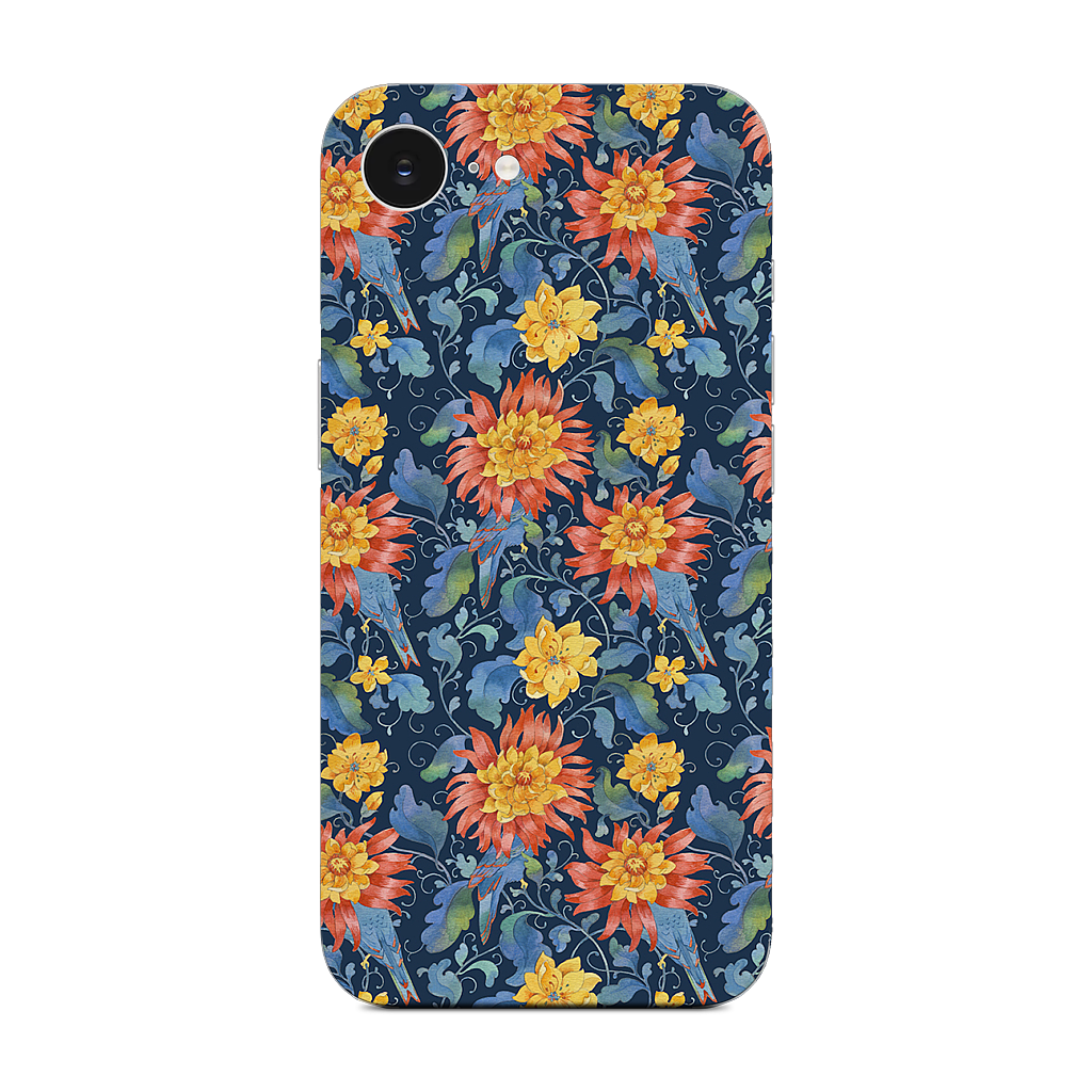 Blue Bird Pattern iPhone Skin