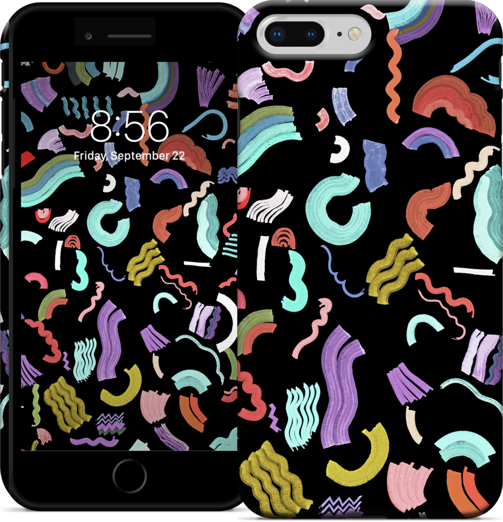 Curly Zigzag Stripes Marker Black iPhone Case