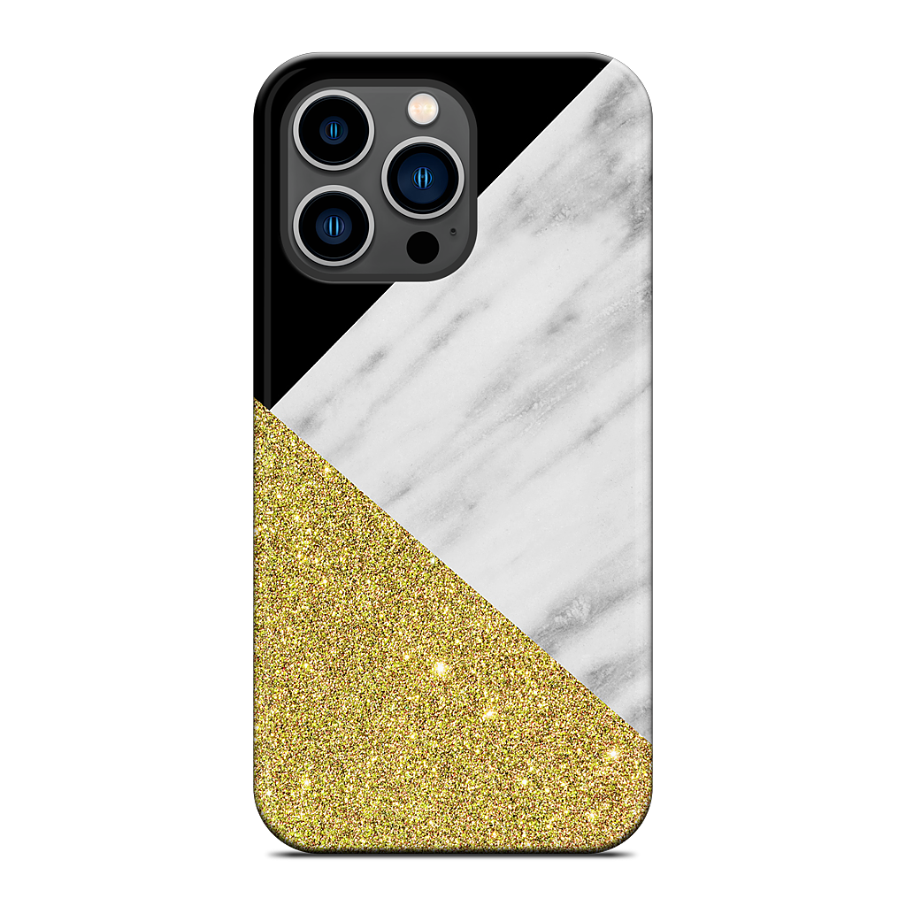 Gold and Real Italian Marble Collage iPhone Case
