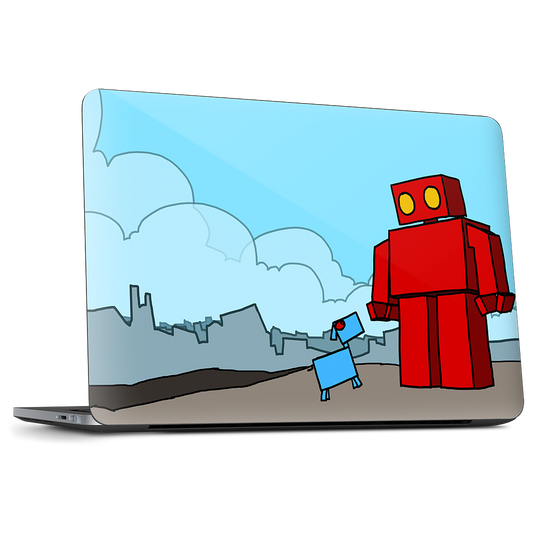 Red Robot Leaving The City Dell Laptop Skin