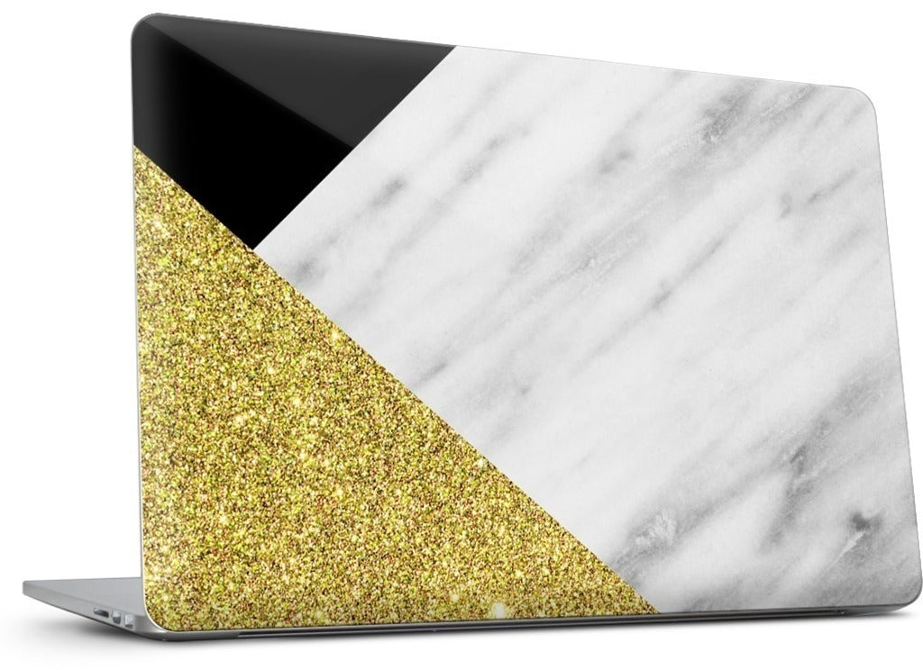 Gold and Real Italian Marble Collage MacBook Skin