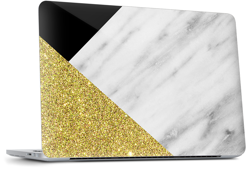 Gold and Real Italian Marble Collage MacBook Skin