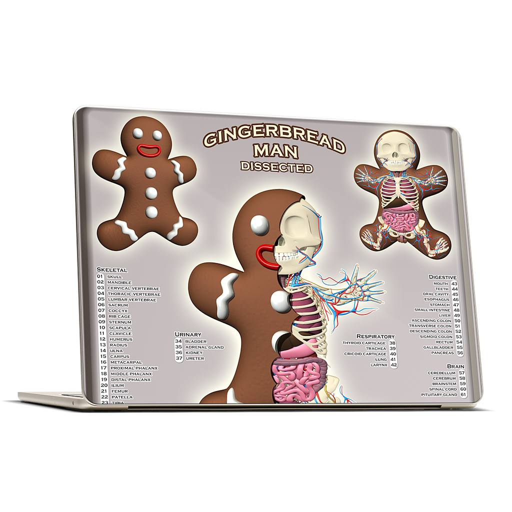 Gingerbread Man Dissected MacBook Skin