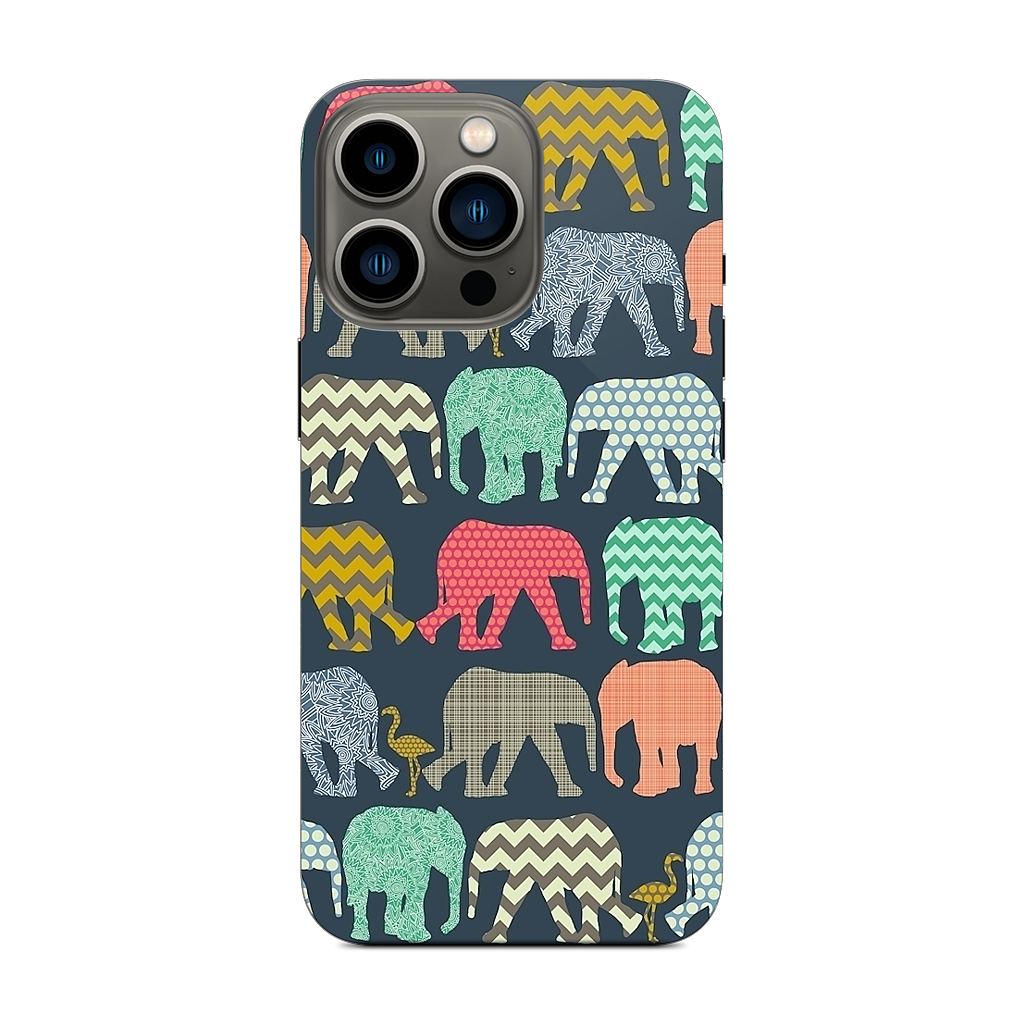 baby elephants and flamingos iPhone Skin