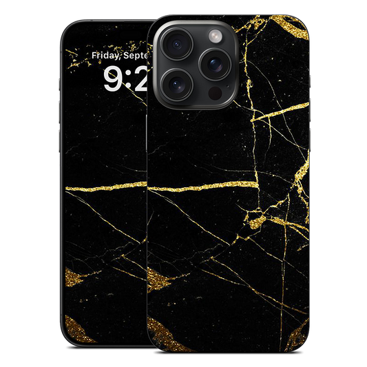 Black and Gold Marble iPhone Skin