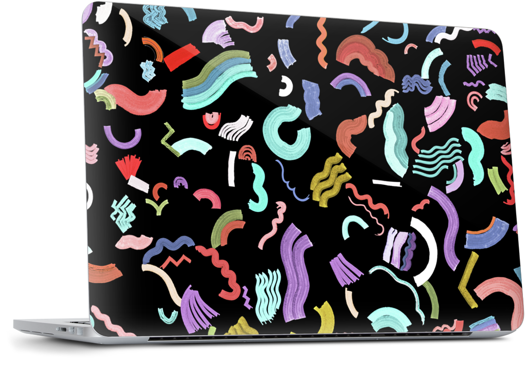 Curly Zigzag Stripes Marker Black MacBook Skin