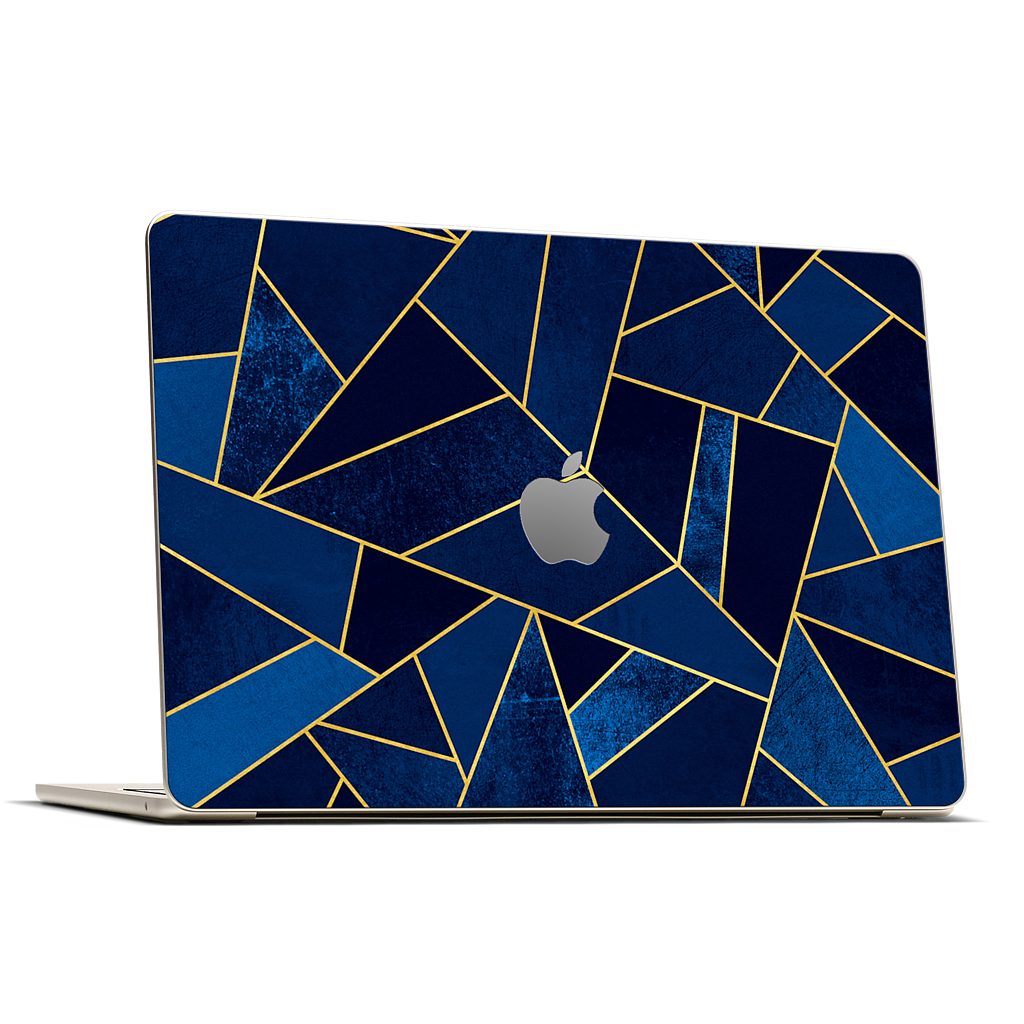 Blue Stone / Gold Lines MacBook Skin