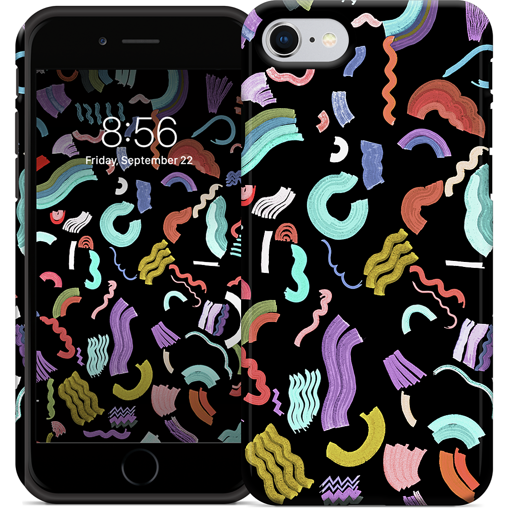 Curly Zigzag Stripes Marker Black iPhone Case