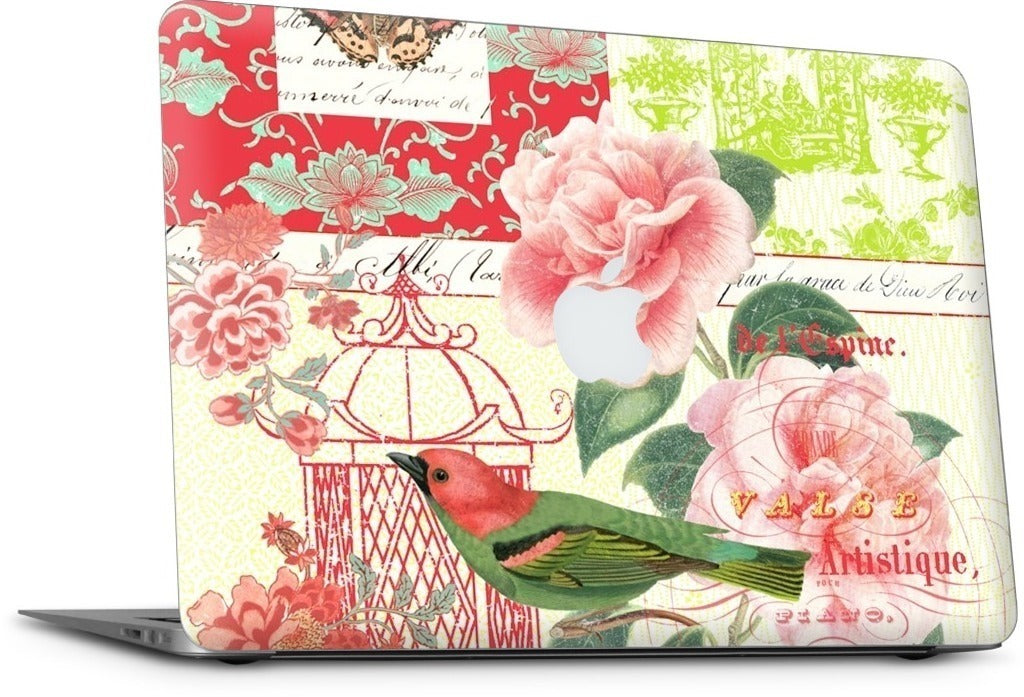 Gillian Fullard : Floral Bird Engraving 1857 MacBook Skin