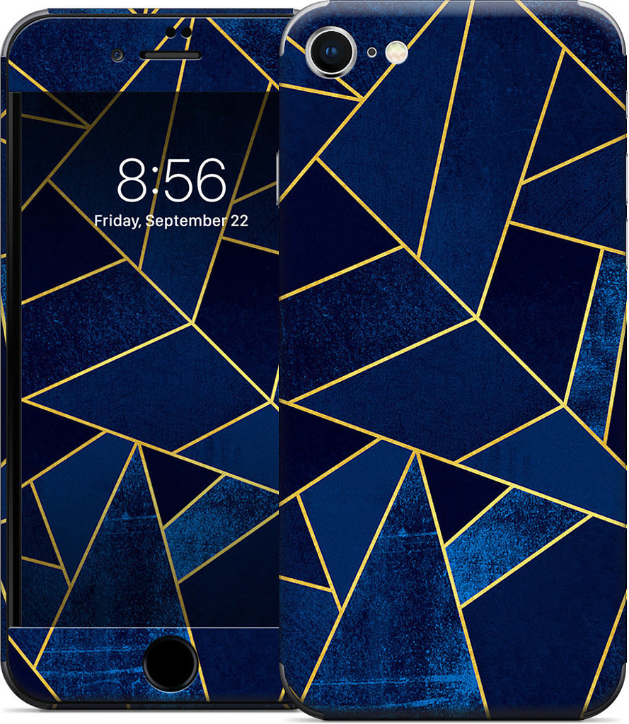Blue Stone / Gold Lines iPhone Skin