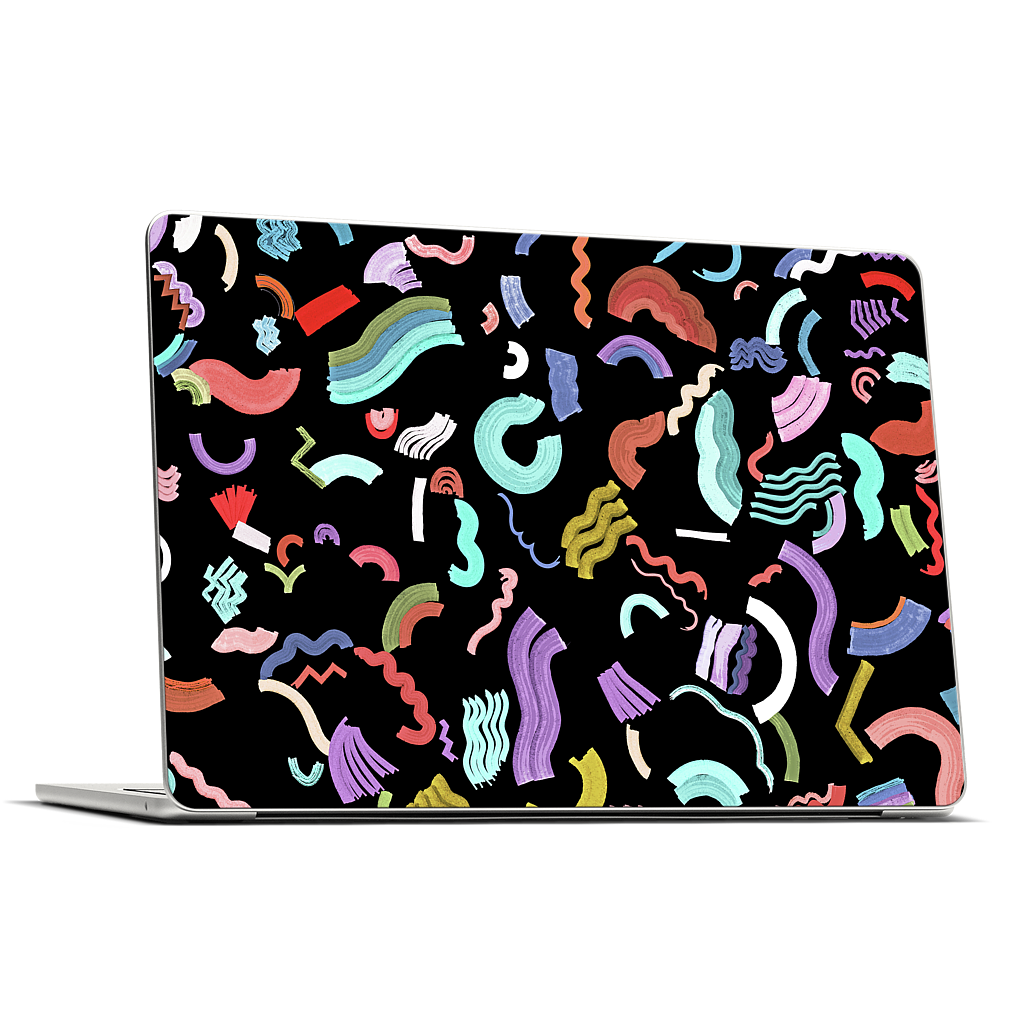 Curly Zigzag Stripes Marker Black MacBook Skin
