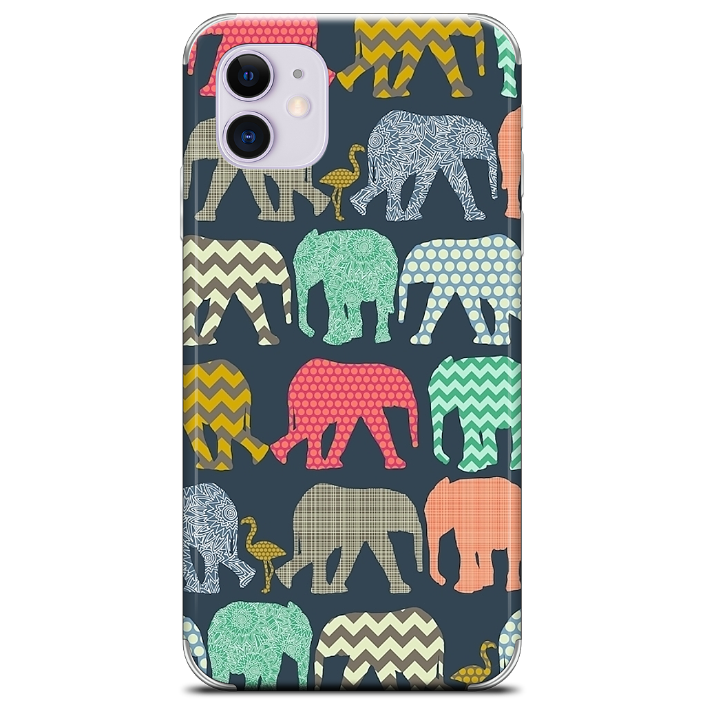 baby elephants and flamingos iPhone Skin