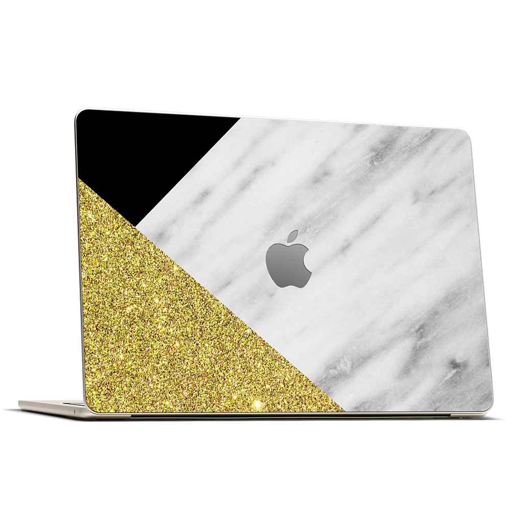 Gold and Real Italian Marble Collage MacBook Skin
