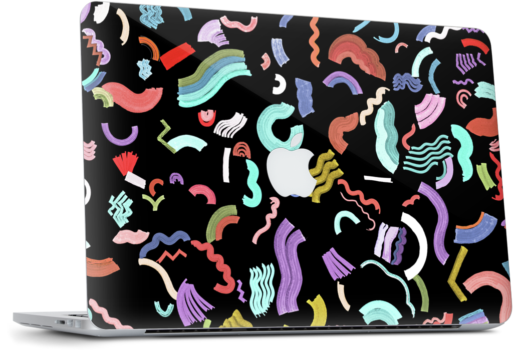 Curly Zigzag Stripes Marker Black MacBook Skin