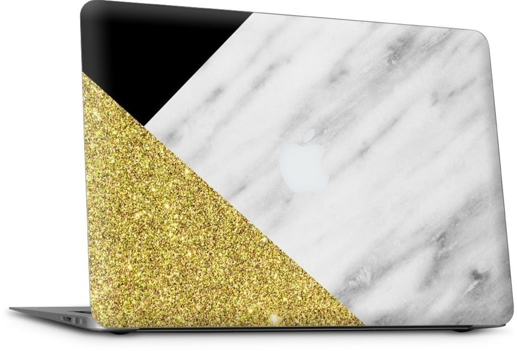 Gold and Real Italian Marble Collage MacBook Skin