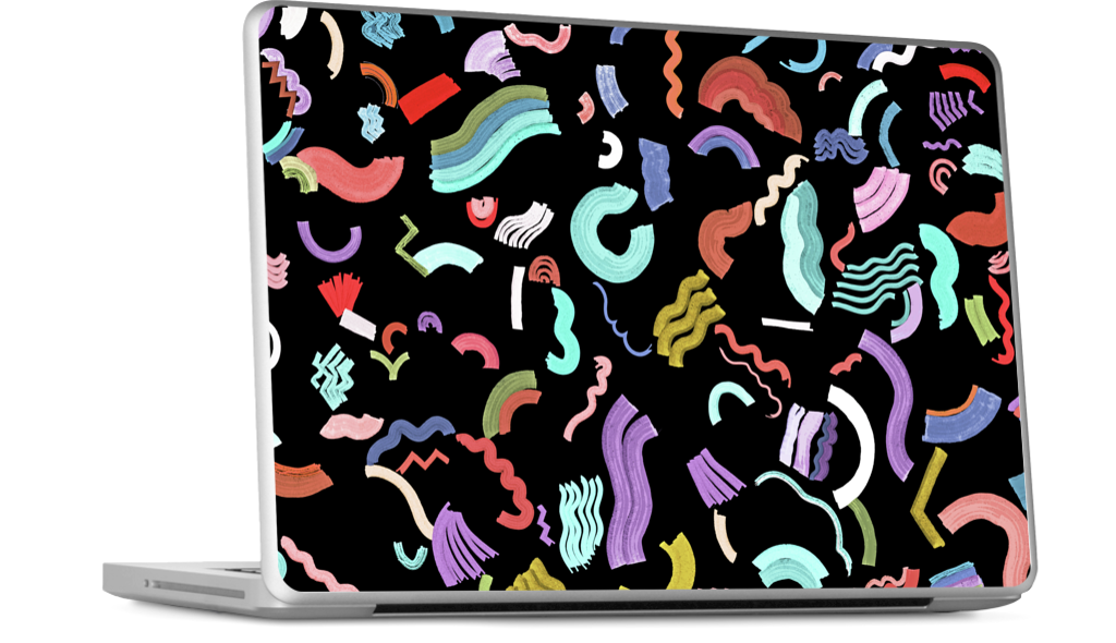 Curly Zigzag Stripes Marker Black MacBook Skin