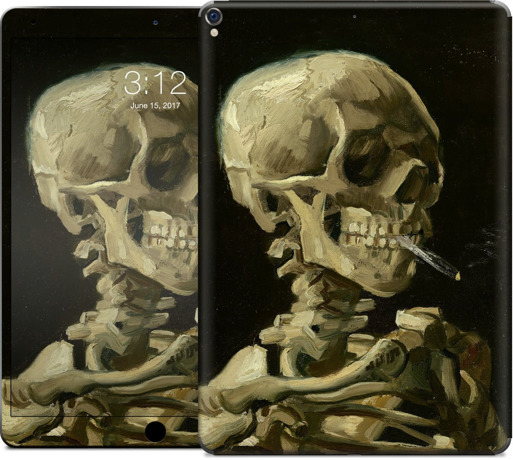 Skull of a Skeleton with Burning Cigarette iPad Skin