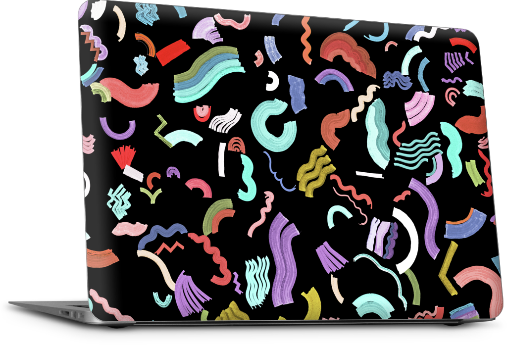 Curly Zigzag Stripes Marker Black MacBook Skin
