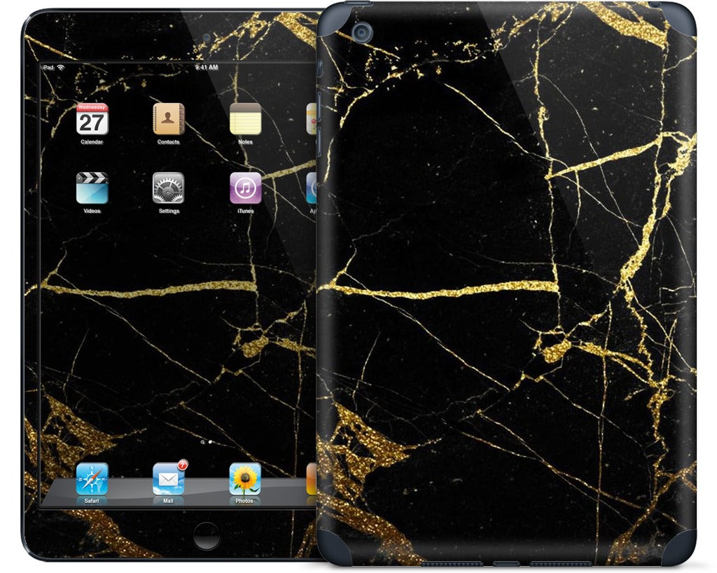 Black and Gold Marble iPad Skin