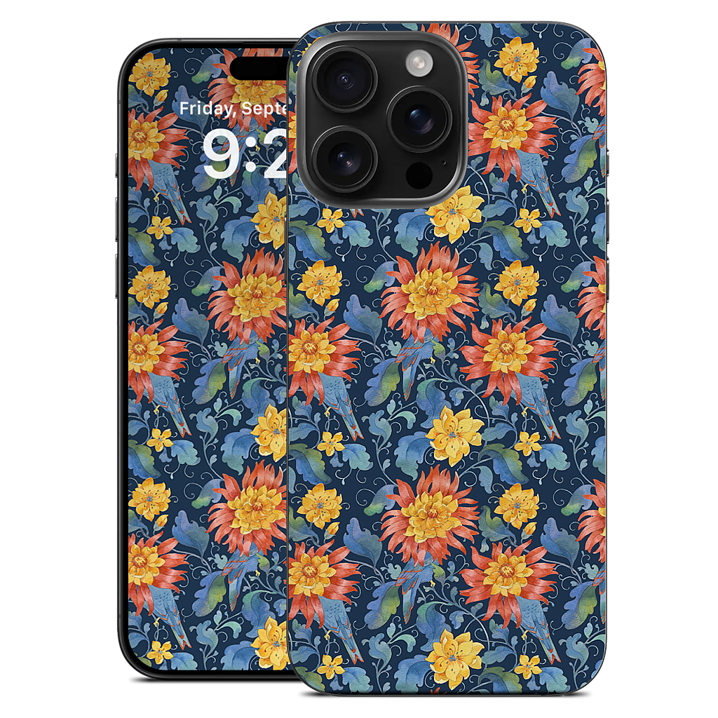 Blue Bird Pattern iPhone Skin