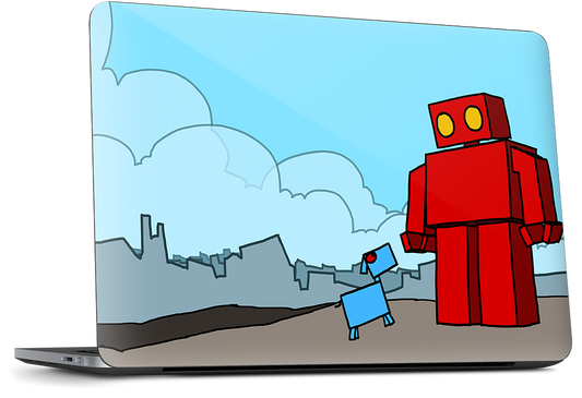 Red Robot Leaving The City Dell Laptop Skin