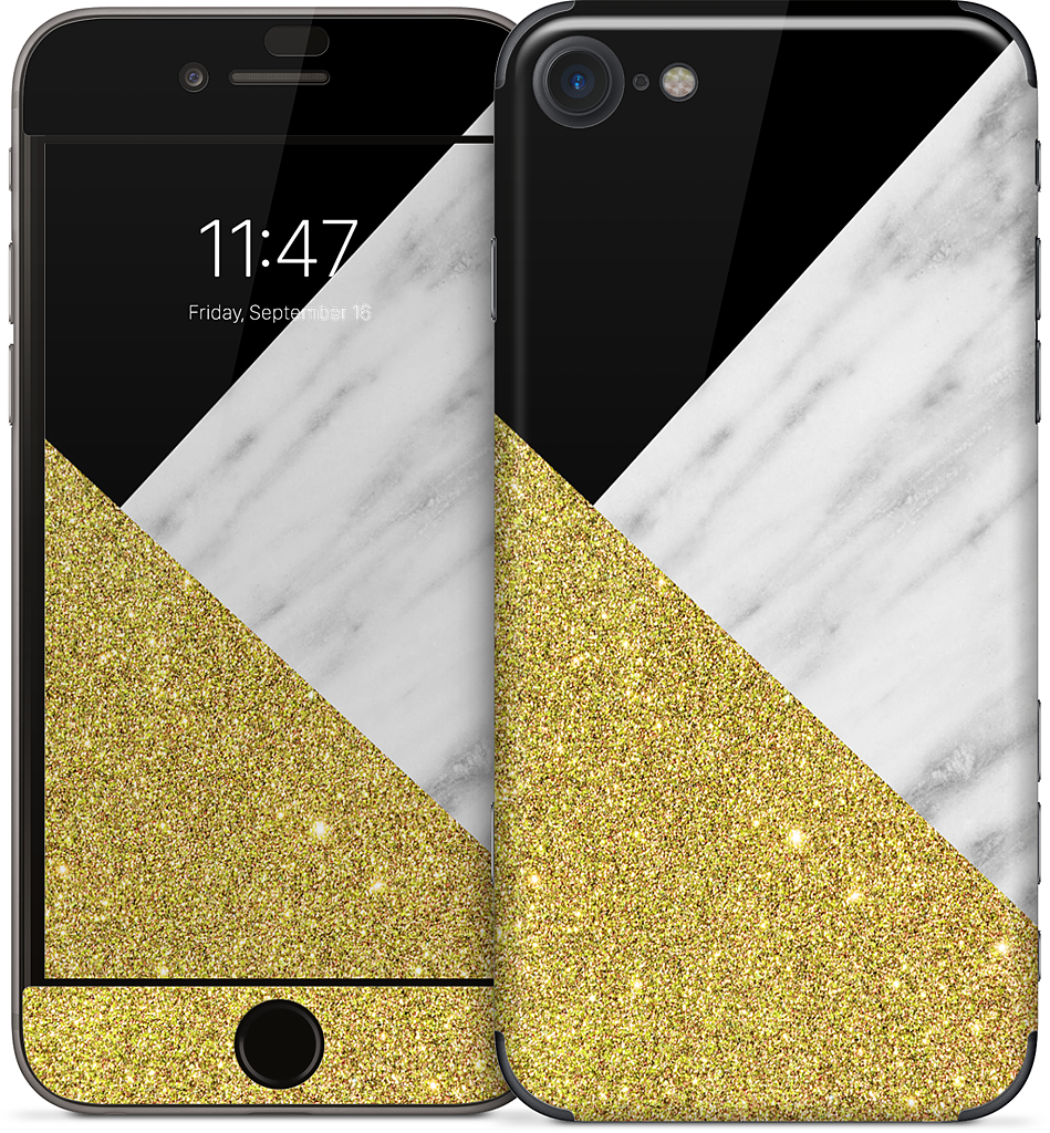 Gold and Real Italian Marble Collage iPhone Skin