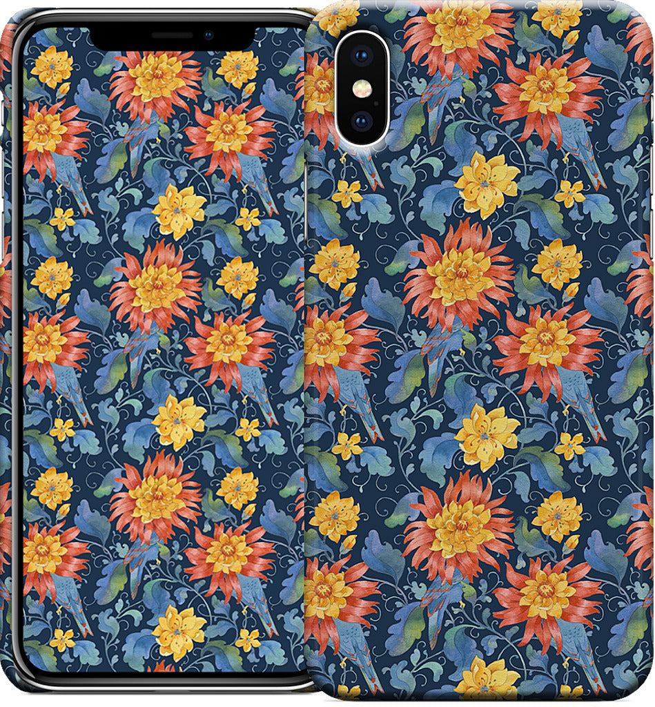 Blue Bird Pattern iPhone Case