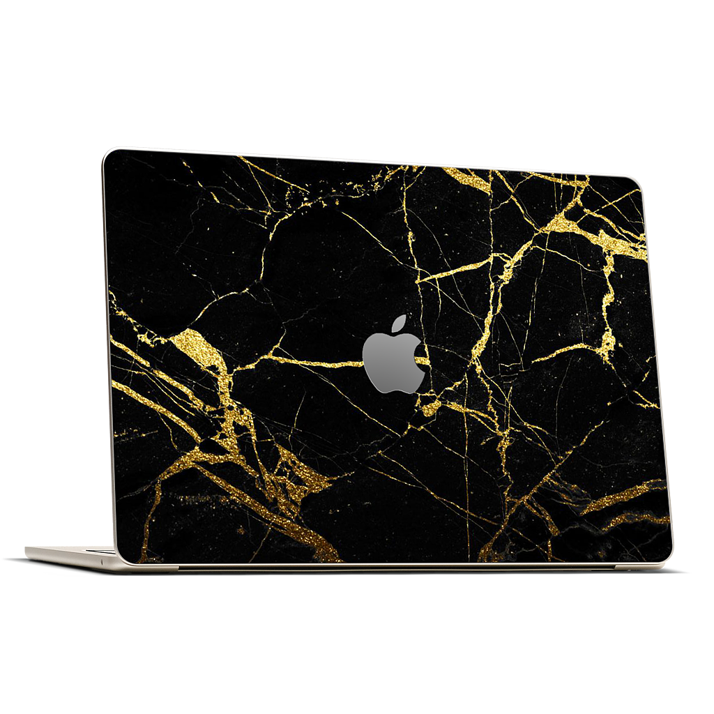Black and Gold Marble MacBook Skin
