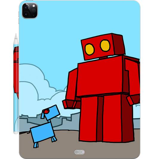 Red Robot Leaving The City iPad Skin