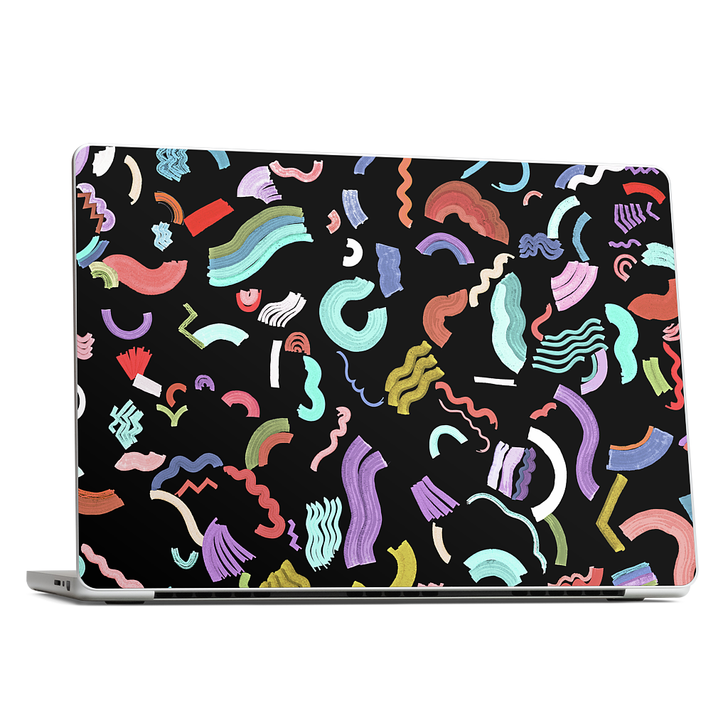 Curly Zigzag Stripes Marker Black MacBook Skin