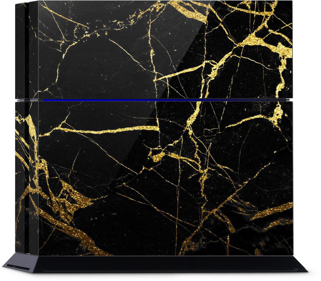 Black and Gold Marble PlayStation Skin