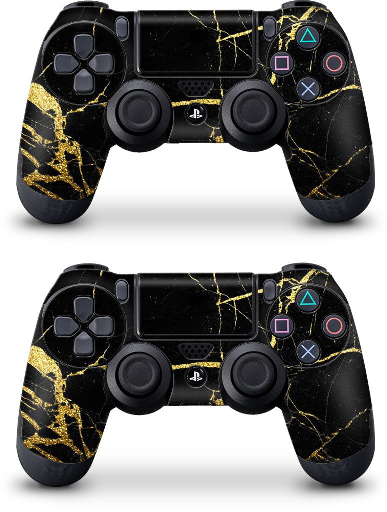 Black and Gold Marble PlayStation Skin