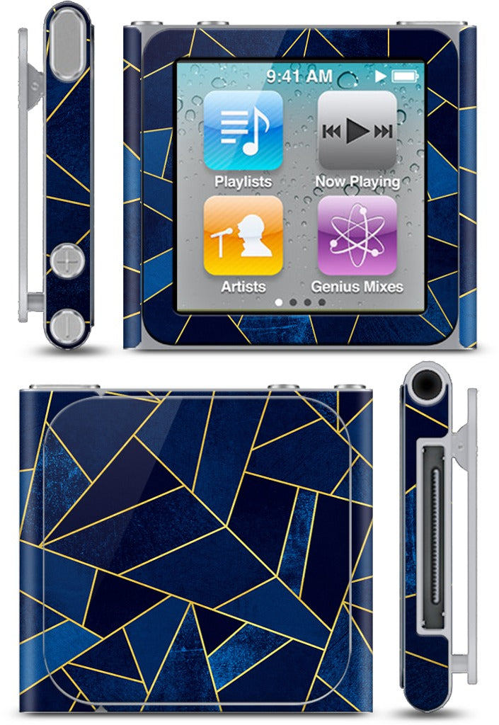 Blue Stone / Gold Lines iPod Skin