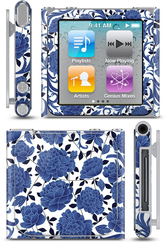 Blue flowers iPod Skin