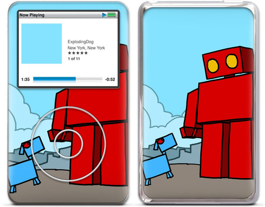 Red Robot Leaving The City iPod Skin