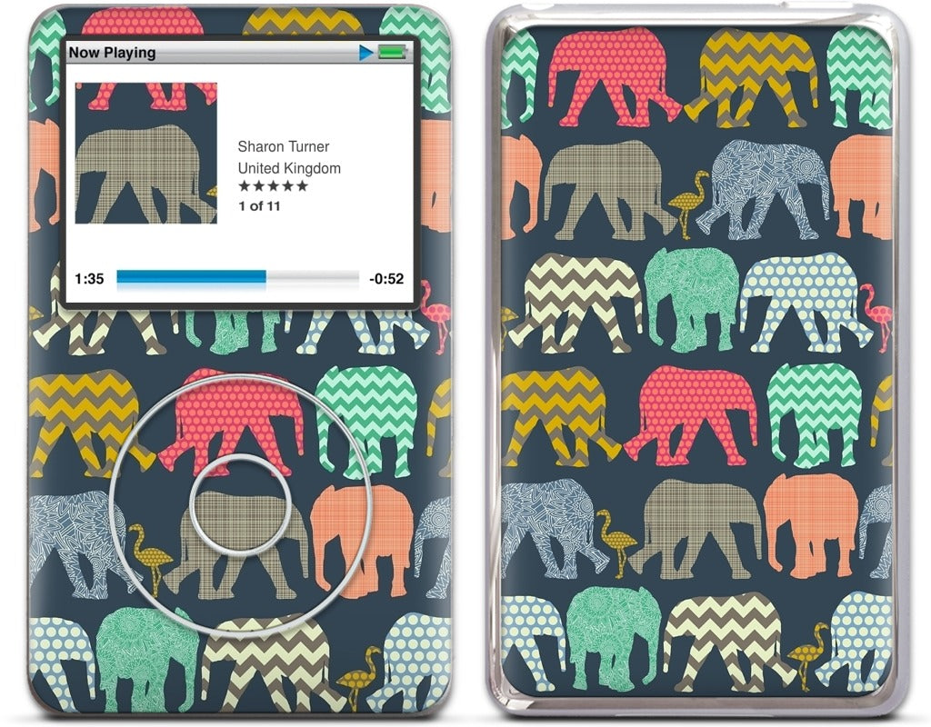 baby elephants and flamingos iPod Skin